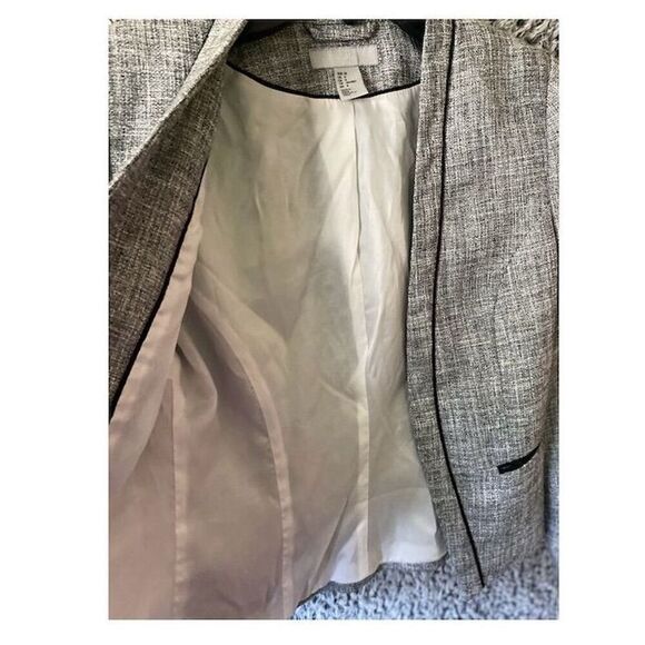 H&M Women's Gray Tweed Blazer Size 8 Mid-Length 3/4 Sleeve Jacket - Picture 2 of 7